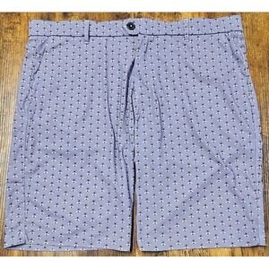 Greyson Golf Mens Montauk Bumblee Bee Print  Shorts Flat Front Active Blue 38x10